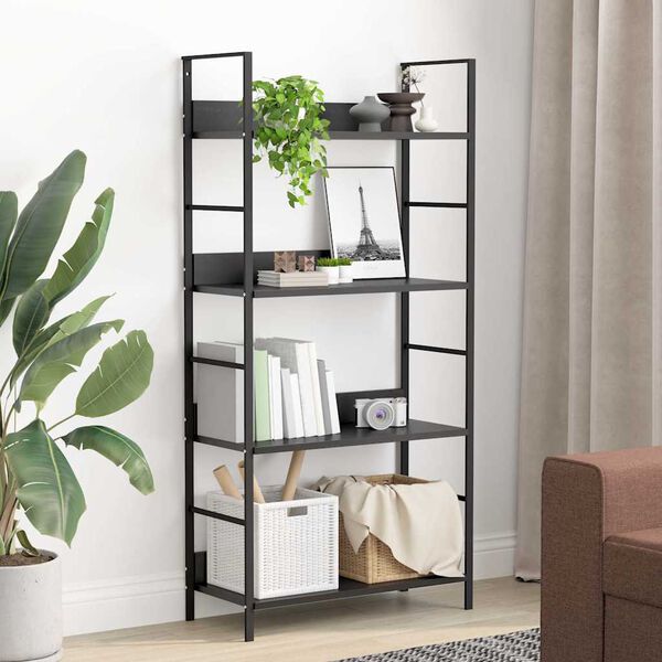 vidaXL 4-Layer Book Shelf Black 60x27.6x124.5 cm Engineered Wood