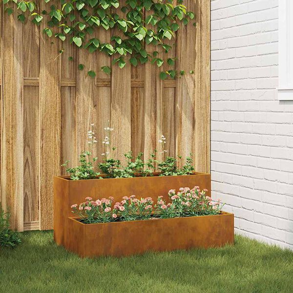 vidaXL Garden Planter Rusty 100 x 60 x 45 cm Weathering Steel