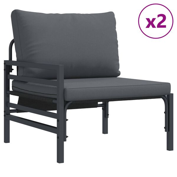 vidaXL Garden Sofa Set with Cushion 6 pcs Anthracite Steel