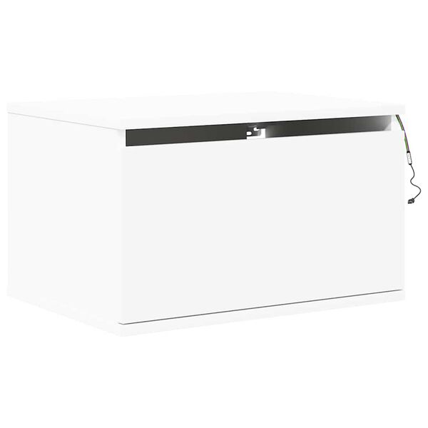 vidaXL Wall-mounted Bedside Cabinet with LED Lights White