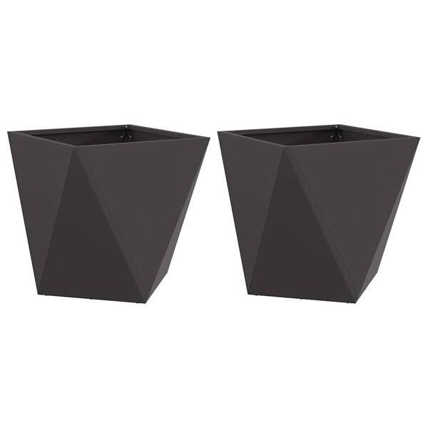 vidaXL Planter 2 pcs Black 50 x 50 x 50 cm Steel