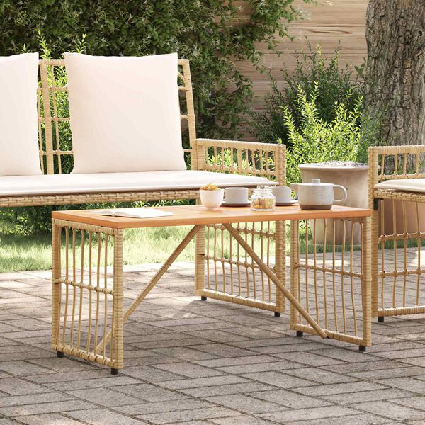 vidaXL Outdoor Table Natural 80 x 40 x 40 cm Steel and Poly Rattan
