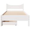vidaXL Bed Frame with Drawers White 90x190 cm Single Solid Wood Pine