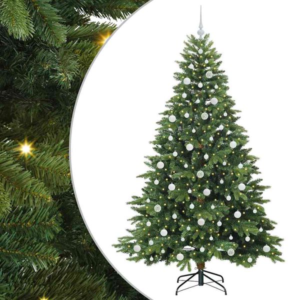vidaXL Artificial Christmas Tree with 300 LEDs Green 210 cm PE and PVC