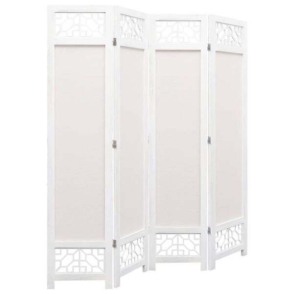 vidaXL 4-Panel Room Divider Cream 140x165 cm Fabric