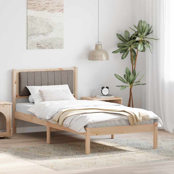 vidaXL Bed Frame with Upholstered Headboard Taupe 90 x 190 cm