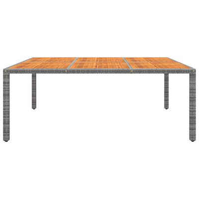 vidaXL Garden Table 200x150x75 cm Acacia Wood and Poly Rattan Grey