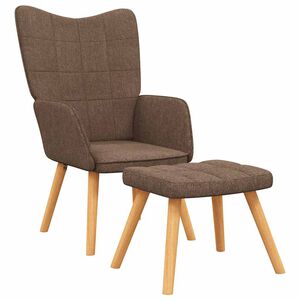 vidaXL Relaxing Chair with a Stool Brown Fabric