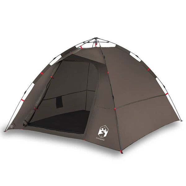 vidaXL Fishing Tent 4-Person Brown Quick Release