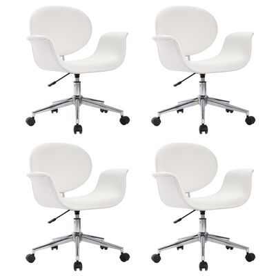 vidaXL Swivel Dining Chairs 4 pcs White Faux Leather