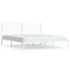 vidaXL Metal Bed Frame without Mattress with Headboard White 200x200cm