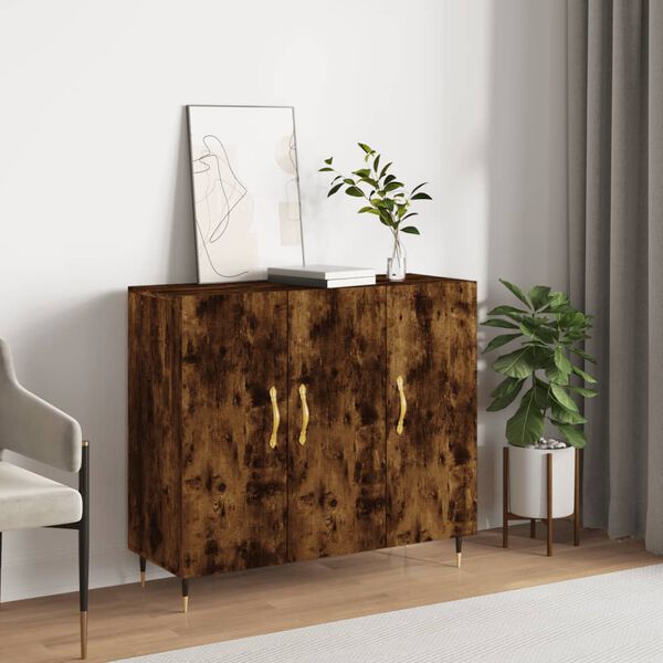 vidaXL Sideboard Smoked Oak 90x34x80 cm Engineered Wood