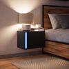 vidaXL Wall-mounted Bedside Cabinet with LED Lights Black
