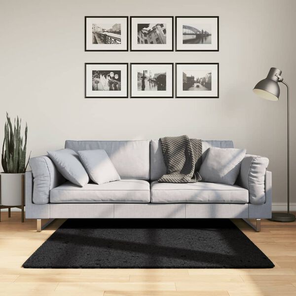 vidaXL Shaggy Rug PAMPLONA High Pile Modern Black 120x120 cm