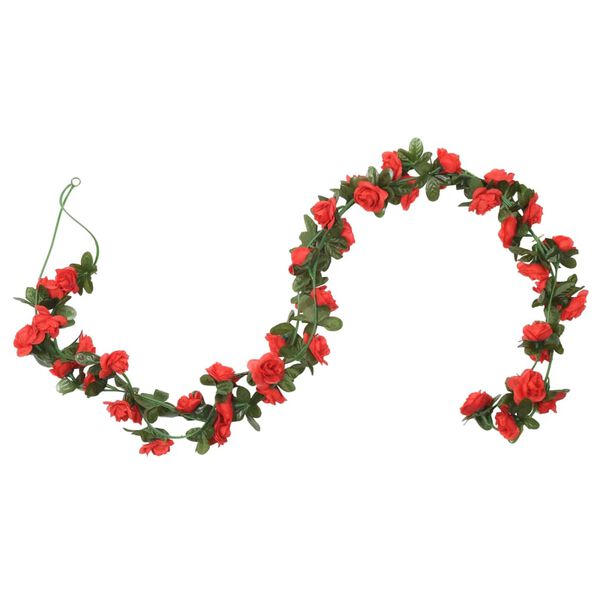 vidaXL Flower Garlands 6 pcs Red 240 cm