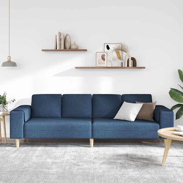 vidaXL Living Room Couch Blue 250 x 77 x 76 cm Polyester