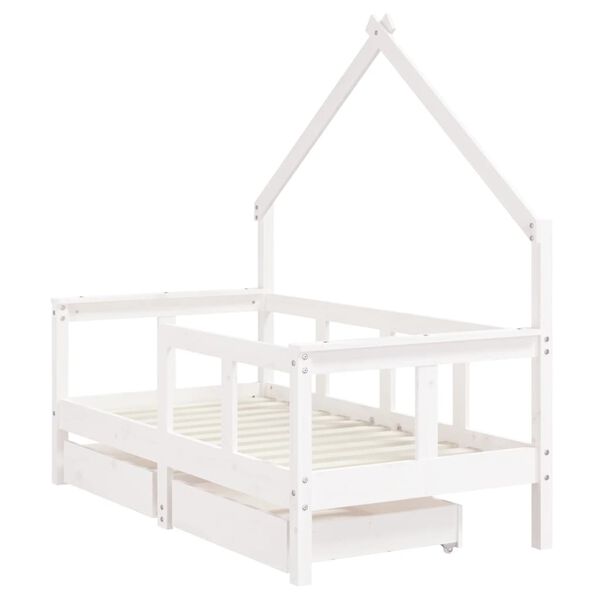 vidaXL Kids Bed Frame with Drawers White 70x140 cm Solid Wood Pine