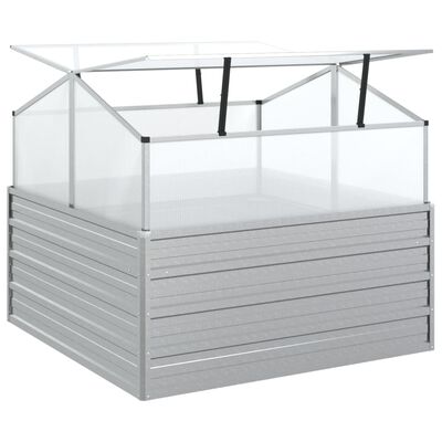 vidaXL Garden Raised Bed with Greenhouse 100x100x85 cm Silver