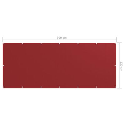 vidaXL Balcony Screen Red 120x300 cm Oxford Fabric