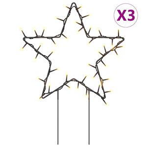 vidaXL Christmas Light Decorations with Spikes 3 pcs Star 50 LEDs 29cm