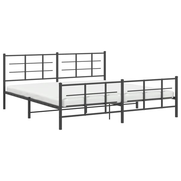 vidaXL Metal Bed Frame without Mattress with Footboard Black 200x200cm