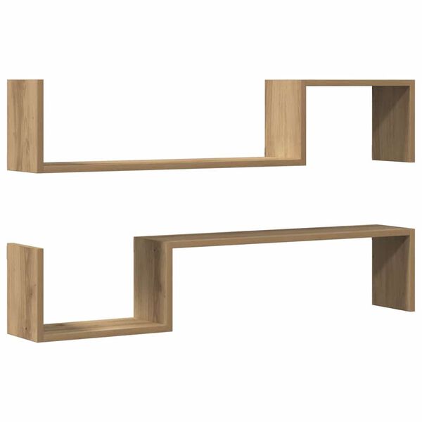 vidaXL Wall Shelves 2 pcs Artisan Oak 100x15x20 cm Engineered Wood