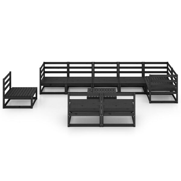 vidaXL 10 Piece Garden Lounge Set Black Solid Pinewood