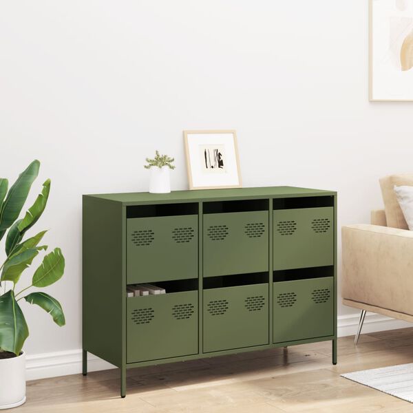 vidaXL Sideboard&nbsp;Olive Green 101.5x39x73.5 cm Cold-rolled Steel