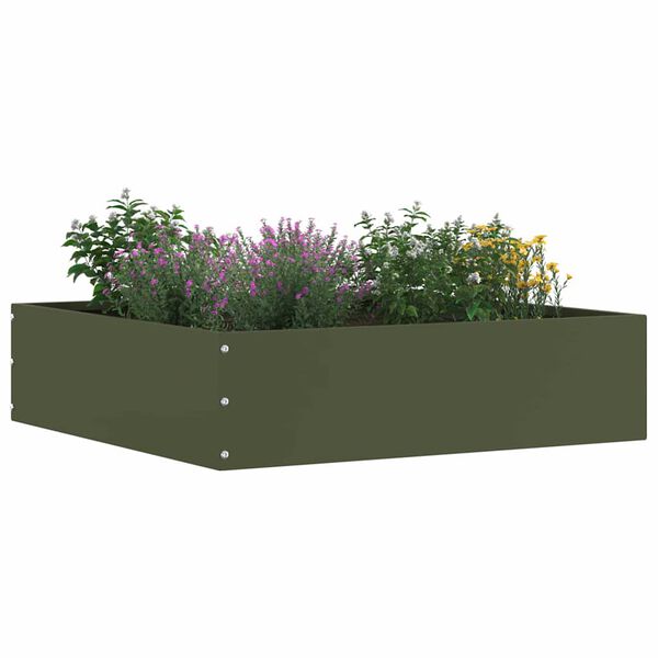 vidaXL Lawn Edging 6 pcs Olive Green 50 x 50 x 13 cm Steel