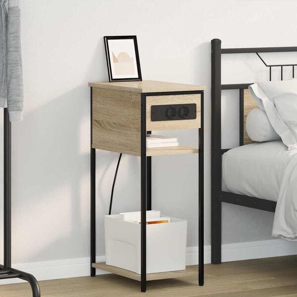 vidaXL Bedside Cabinet Sonoma Oak 41 x 28 x 76 cm Engineered Wood
