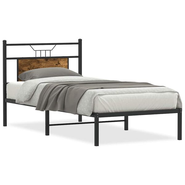 vidaXL Bed Frame without Mattress Smoked Oak 90x190 cm Single Engineered Wood