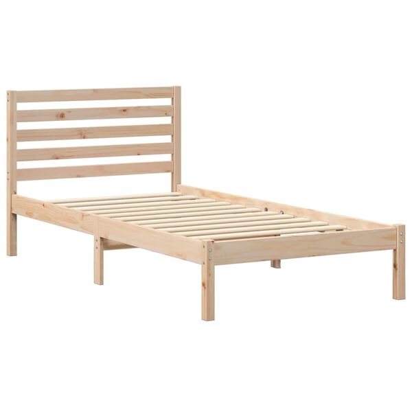 vidaXL Bed Frame with Headboard Brown 75 x 190 cm Solid Pine Wood