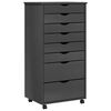 vidaXL Rolling Cabinet with Drawers MOSS Grey Solid Wood Pine