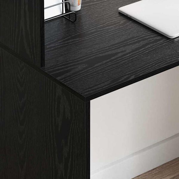 vidaXL Desk with Shelf Black Oak 102 x 50 x 124 cm Engineered Wood