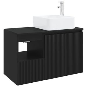 vidaXL Bathroom Furniture Set 2 pcs Black Engineered Wood