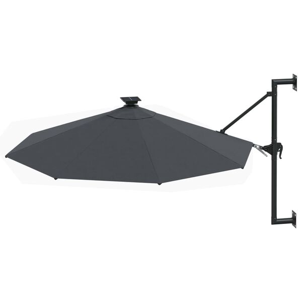 vidaXL Wall-mounted Garden Parasol with LEDs 300 cm Anthracite