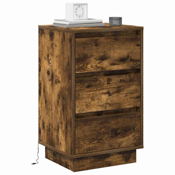 vidaXL Bedside Cabinet Smoked Oak 39 x 34.5 x 65 cm Engineered wood