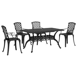 vidaXL 5 Piece Garden Dining Set Black Cast Aluminium