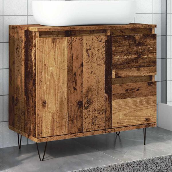 vidaXL Sink Cabinet Old Wood 65x33x60 cm Engineered Wood
