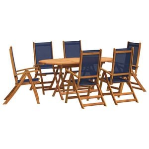 vidaXL 7 Piece Garden Dining Set Solid Wood Acacia and Textilene