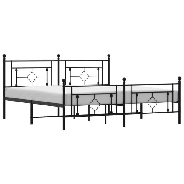 vidaXL Metal Bed Frame without Mattress with Footboard Black 183x213cm