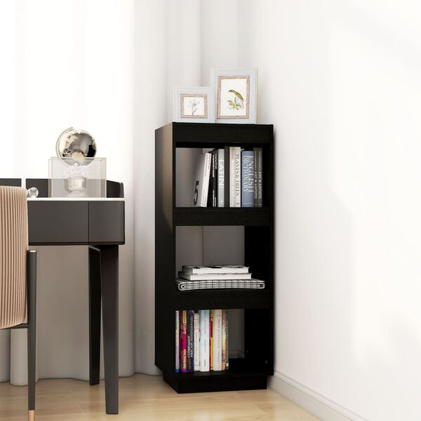 vidaXL Book Cabinet/Room Divider Black 40x35x103 cm Solid Pinewood
