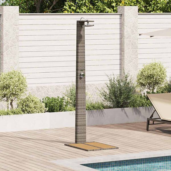 vidaXL Garden Shower Grey 60 x 80 x 214 cm Poly rattan