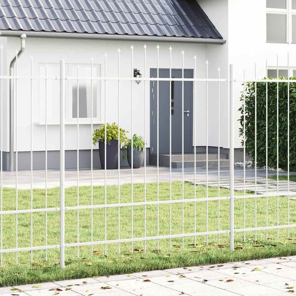 vidaXL Garden Fence 5 pcs White 170 x 215 cm Powder-Coated Steel