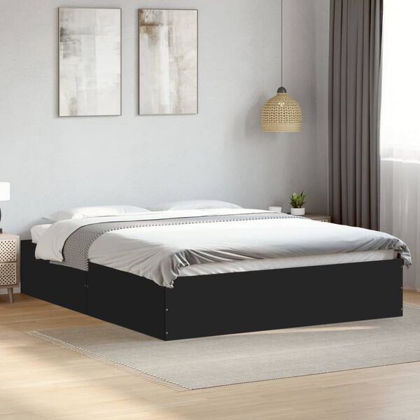 vidaXL Bed Frame without Mattress Black 150x200 cm King Size