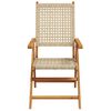 vidaXL Reclining Garden Chairs 4 pcs Beige Poly Rattan and Solid Wood