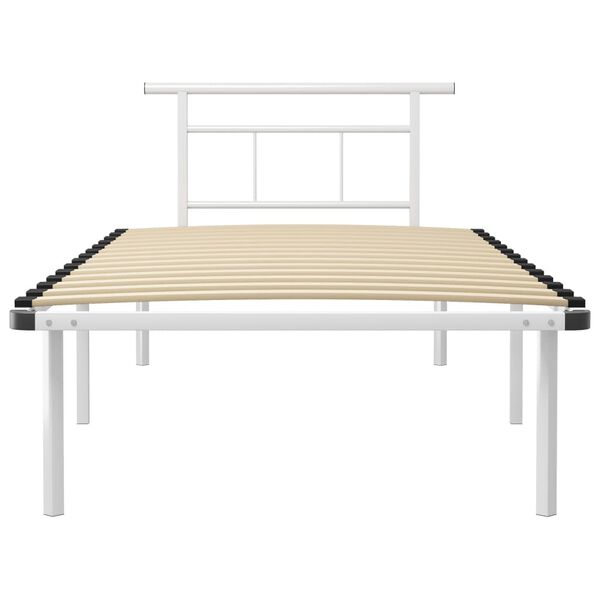 vidaXL Bed Frame without Mattress White Metal 100x200cm