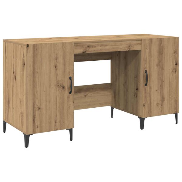vidaXL Desk with Storage Artisian Oak 140 x 50 x 75 cm Engineered Wood