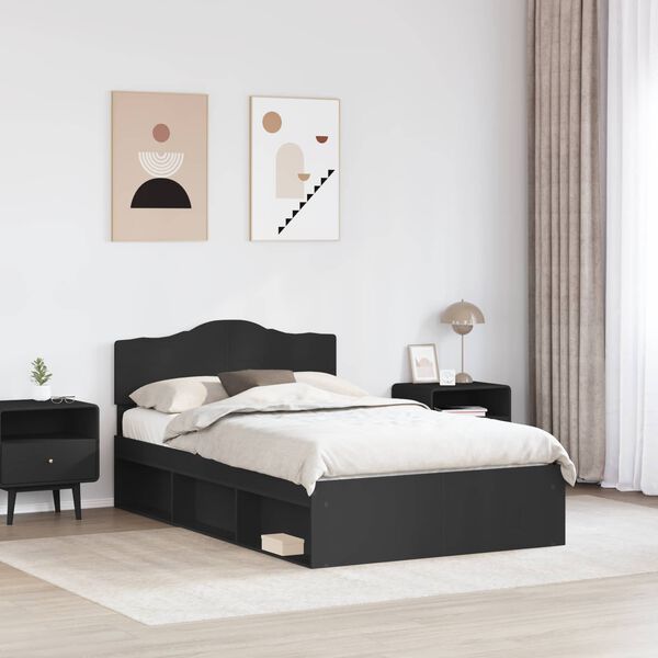 vidaXL Bed Frame with Headboard Black 120 x 200 cm Solid Pine Wood