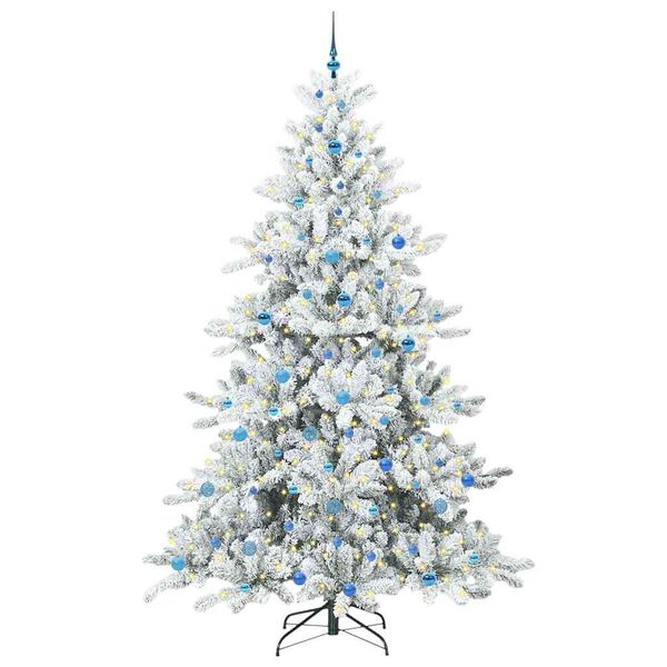 vidaXL Artificial Hinged Christmas Tree White 240 cm PVC and Steel